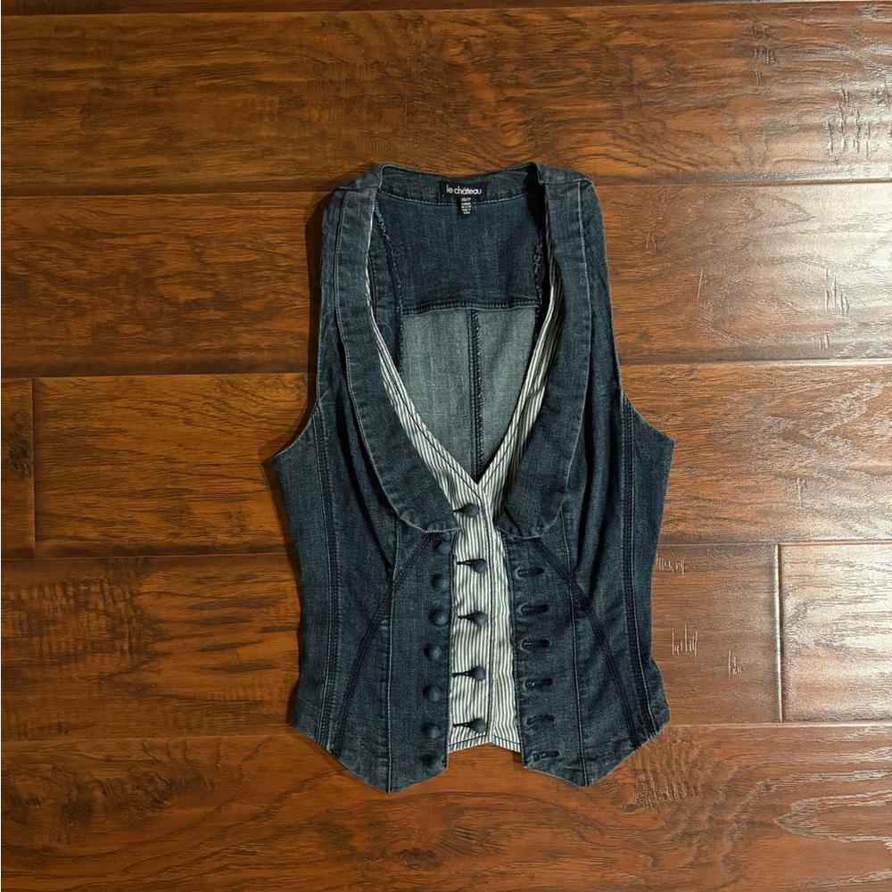 Le Chateau Dark Blue Denim Vest Top